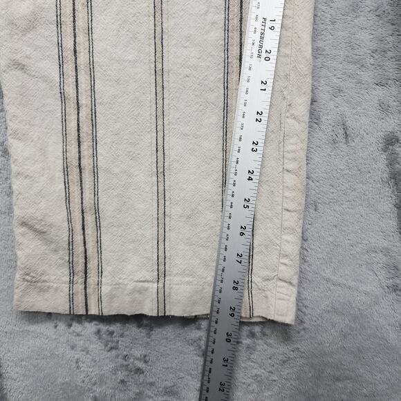 Maurices Pants Womens L Beige Striped Linen Smocked Wide Leg Flowy Casual Hippie - Picture 9 of 11